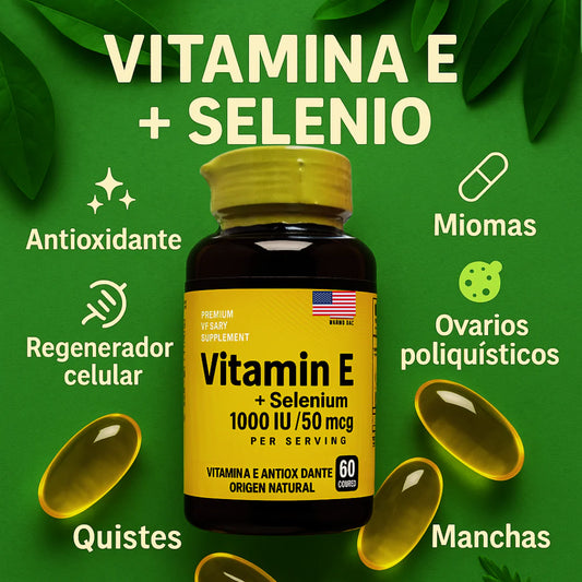 Vitamina E de 1000mg + selenio 50mg Origen natural d alfa -Las Originales